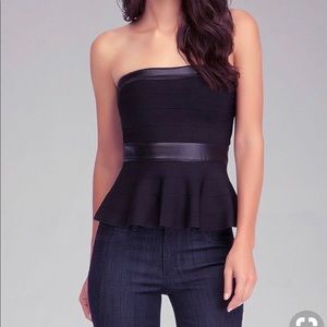 BCBG Strapless Peplum Shirt